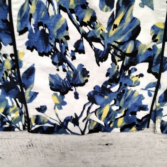 Rafaella Skirt Bright Blue Floral Cotton Spandex Pencil Sz 10 Coquette Office - Picture 5 of 8